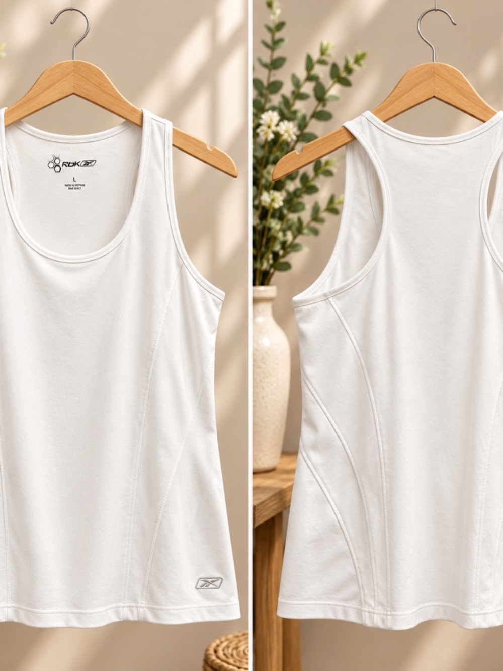 Reebok RBK White Racerback Athletic Tank Top Size L